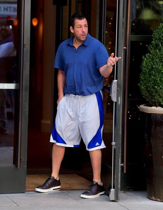 Blue Polo Shirt with White and Blue Basketball Shorts